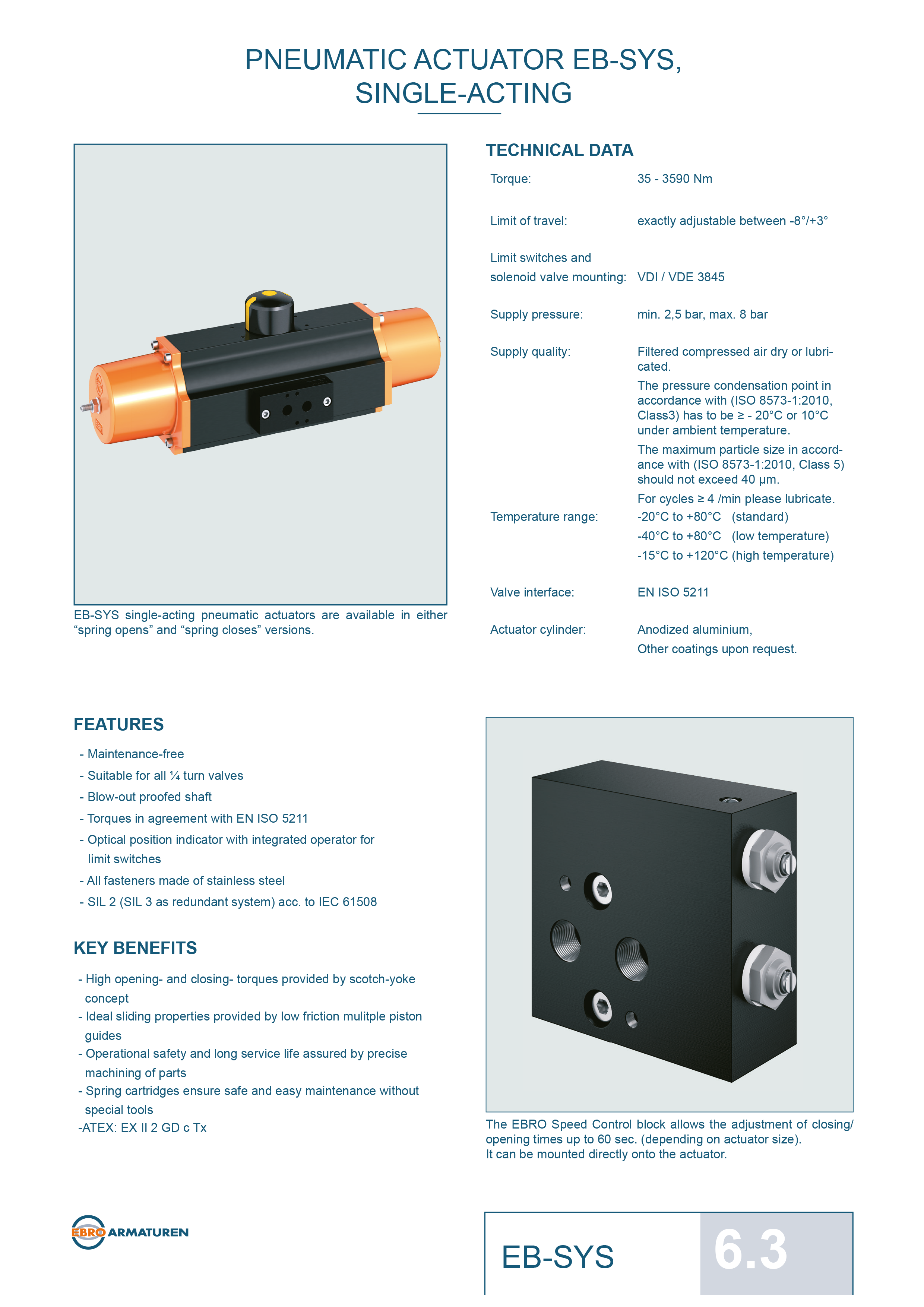 Ebro EB-SYS Single Acting Pneumatic Actuators