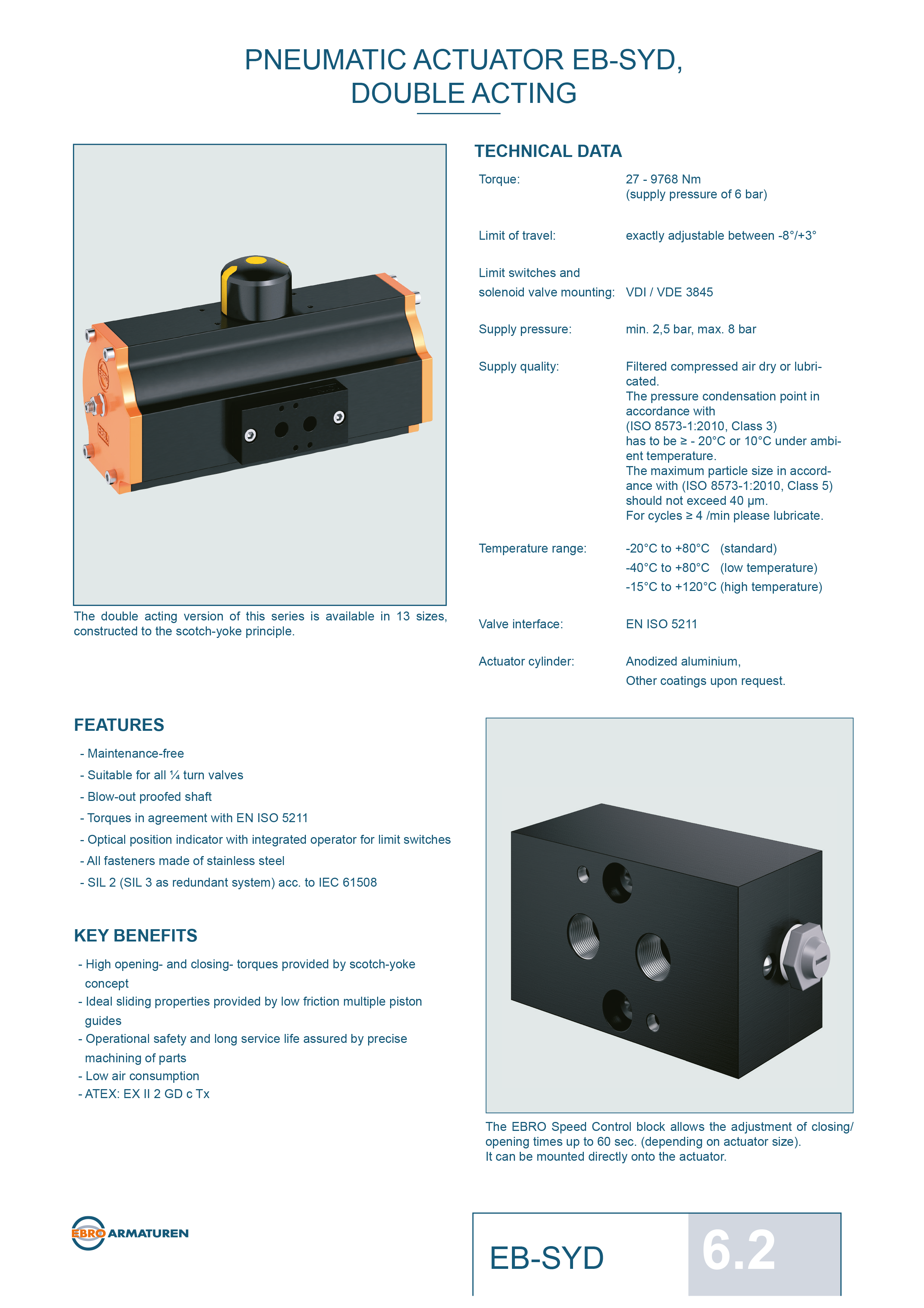 Ebro Pneumatic Actuator EB-SYD Double Acting