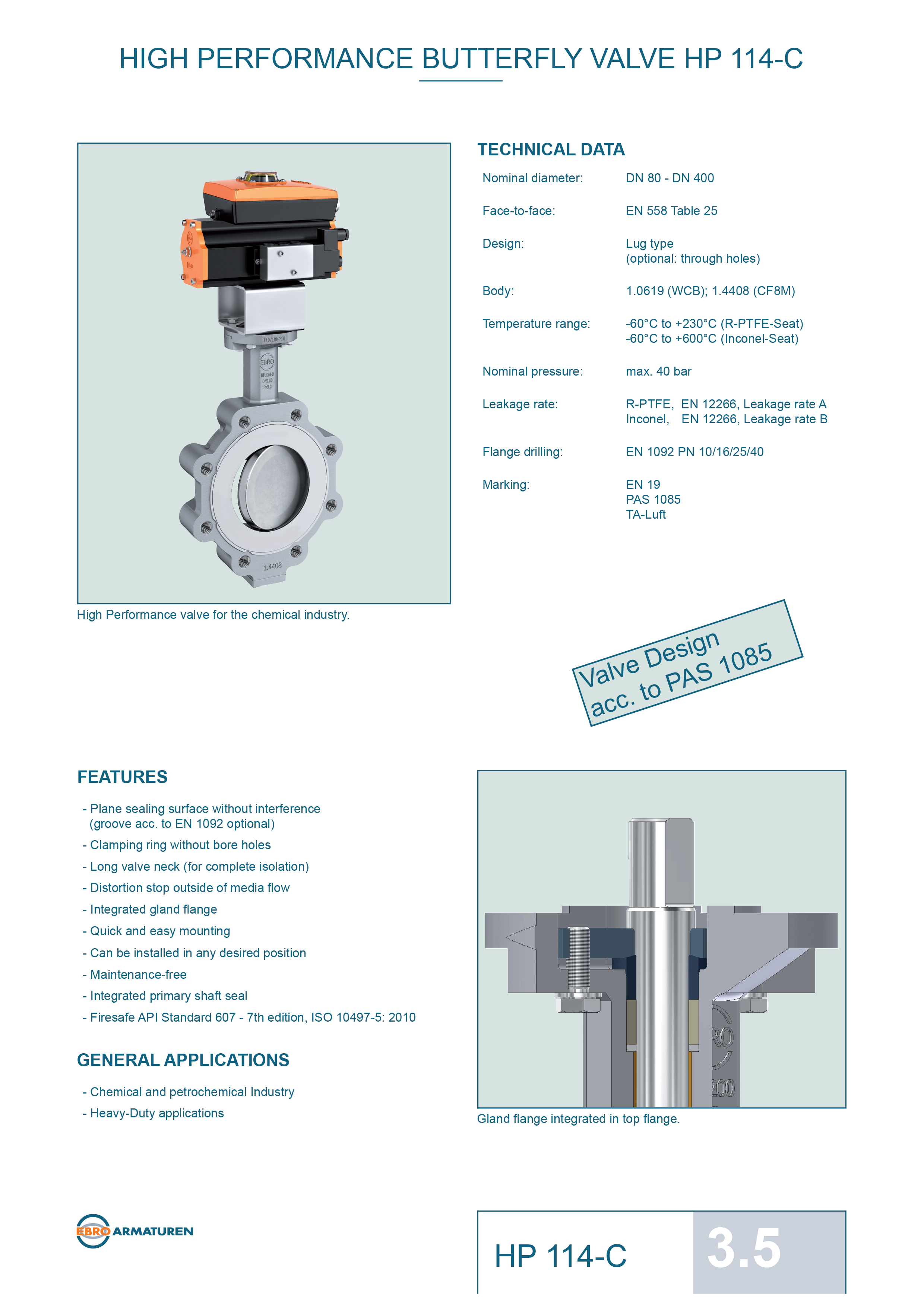 Ebro HP 114-C High Performance Butterfly Valve